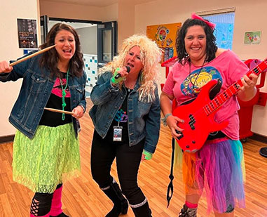 Teachers dressed as rock stars for spirit week