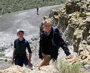 Students outside on a hike